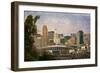 Downtown Columbus with the Football Stadium in the Foreground. this Image Has Been Treated with a T-pdb1-Framed Photographic Print