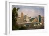 Downtown Columbus with the Football Stadium in the Foreground. this Image Has Been Treated with a T-pdb1-Framed Photographic Print