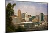 Downtown Columbus with the Football Stadium in the Foreground. this Image Has Been Treated with a T-pdb1-Mounted Photographic Print