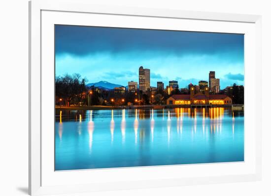 Downtown Denver Colorado Dusk-null-Framed Premium Giclee Print