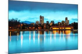 Downtown Denver Colorado Dusk-null-Mounted Premium Giclee Print