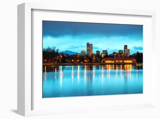 Downtown Denver Colorado Dusk-null-Framed Art Print