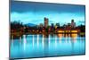 Downtown Denver Colorado Dusk-null-Mounted Art Print