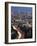 Downtown District Skyscrapers and Car Lights on a City Highway, Los Angeles, California, USA-Kober Christian-Framed Photographic Print