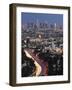 Downtown District Skyscrapers and Car Lights on a City Highway, Los Angeles, California, USA-Kober Christian-Framed Photographic Print