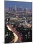 Downtown District Skyscrapers and Car Lights on a City Highway, Los Angeles, California, USA-Kober Christian-Mounted Photographic Print