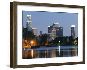 Downtown District Skyscrapers Located Behind Echo Park Lake, Los Angeles, California, USA-Kober Christian-Framed Photographic Print