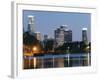 Downtown District Skyscrapers Located Behind Echo Park Lake, Los Angeles, California, USA-Kober Christian-Framed Photographic Print