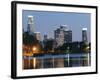 Downtown District Skyscrapers Located Behind Echo Park Lake, Los Angeles, California, USA-Kober Christian-Framed Photographic Print