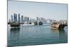 Downtown Doha with its Impressive Skyline of Skyscrapers and Authentic Dhows in the Bay-Matt-Mounted Photographic Print