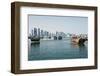 Downtown Doha with its Impressive Skyline of Skyscrapers and Authentic Dhows in the Bay-Matt-Framed Photographic Print