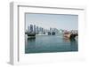 Downtown Doha with its Impressive Skyline of Skyscrapers and Authentic Dhows in the Bay-Matt-Framed Photographic Print