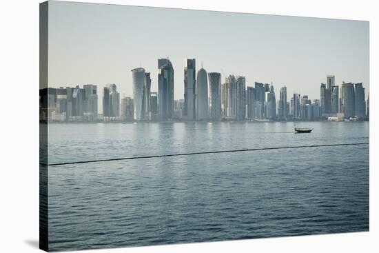 Downtown Doha with its Impressive Skyline of Skyscrapers, Doha, Qatar, Middle East-Matt-Stretched Canvas