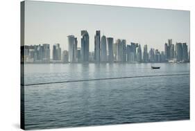 Downtown Doha with its Impressive Skyline of Skyscrapers, Doha, Qatar, Middle East-Matt-Stretched Canvas