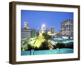 Downtown Evening Lighting, Tulsa, Oklahoma-Mark Gibson-Framed Photographic Print