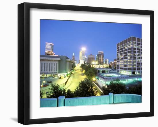 Downtown Evening Lighting, Tulsa, Oklahoma-Mark Gibson-Framed Photographic Print