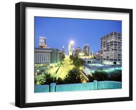 Downtown Evening Lighting, Tulsa, Oklahoma-Mark Gibson-Framed Photographic Print