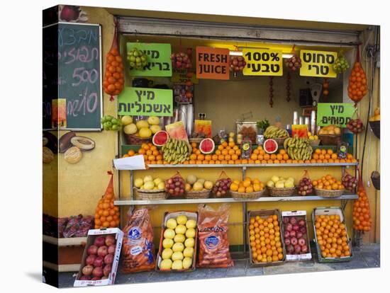 Downtown Fruit Stand, Tel Aviv, Israel-Walter Bibikow-Stretched Canvas