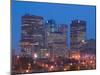 Downtown Highrise Buildings from The Forks at Dawn, Winnipeg, Manitoba-Walter Bibikow-Mounted Premium Photographic Print