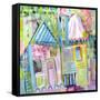 Downtown Houses-Wyanne-Framed Stretched Canvas