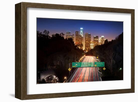 Downtown Los Angeles At Night-null-Framed Art Print