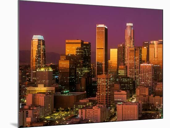 Downtown Los Angeles, California at sunset-null-Mounted Photographic Print