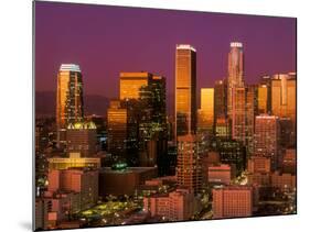 Downtown Los Angeles, California at sunset-null-Mounted Photographic Print