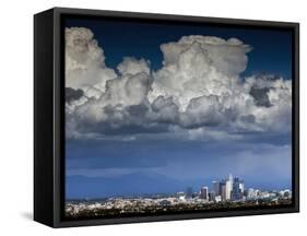 Downtown Los Angeles, California with Cumulonimbus Clouds Forming Overhead.-Ian Shive-Framed Stretched Canvas
