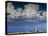 Downtown Los Angeles, California with Cumulonimbus Clouds Forming Overhead.-Ian Shive-Stretched Canvas