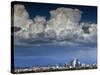 Downtown Los Angeles, California with Cumulonimbus Clouds Forming Overhead.-Ian Shive-Stretched Canvas