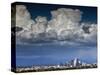 Downtown Los Angeles, California with Cumulonimbus Clouds Forming Overhead.-Ian Shive-Stretched Canvas