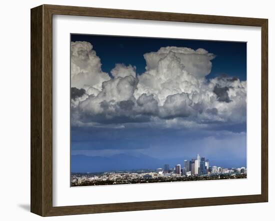 Downtown Los Angeles, California with Cumulonimbus Clouds Forming Overhead.-Ian Shive-Framed Photographic Print