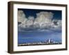 Downtown Los Angeles, California with Cumulonimbus Clouds Forming Overhead.-Ian Shive-Framed Photographic Print