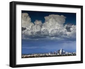 Downtown Los Angeles, California with Cumulonimbus Clouds Forming Overhead.-Ian Shive-Framed Photographic Print