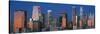 Downtown Los Angeles Skyline at Night-null-Stretched Canvas