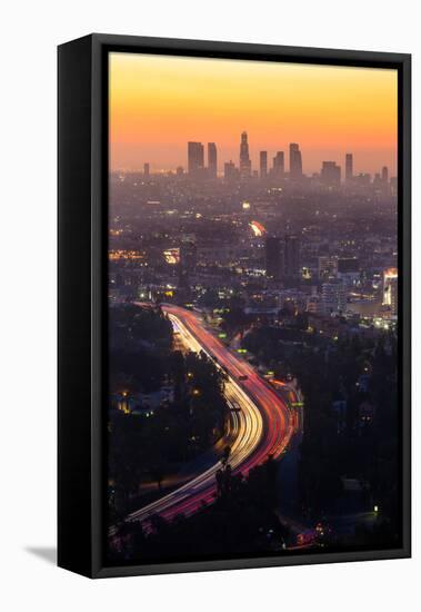 Downtown Los Angeles Skyline at Twilight Ca.-f11photo-Framed Stretched Canvas