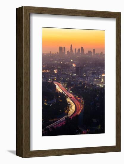 Downtown Los Angeles Skyline at Twilight Ca.-f11photo-Framed Photographic Print