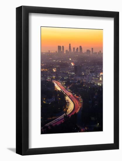 Downtown Los Angeles Skyline at Twilight Ca.-f11photo-Framed Photographic Print