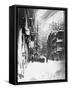 Downtown Manhattan in Blizzard-null-Framed Stretched Canvas