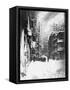 Downtown Manhattan in Blizzard-null-Framed Stretched Canvas