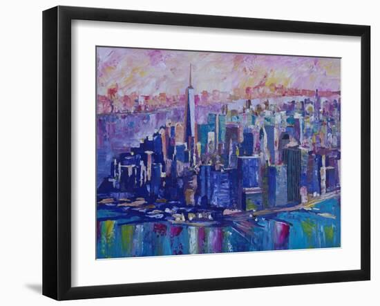 Downtown Manhattan Skyline in Morning Light With Jersey-M. Bleichner-Framed Art Print