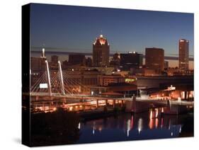 Downtown Milwaukee from Rte. 94 43 Hwy-Walter Bibikow-Stretched Canvas