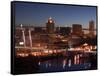 Downtown Milwaukee from Rte. 94 43 Hwy-Walter Bibikow-Framed Stretched Canvas