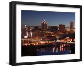 Downtown Milwaukee from Rte. 94 43 Hwy-Walter Bibikow-Framed Photographic Print