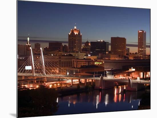 Downtown Milwaukee from Rte. 94 43 Hwy-Walter Bibikow-Mounted Photographic Print