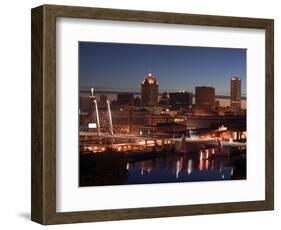 Downtown Milwaukee from Rte. 94 43 Hwy-Walter Bibikow-Framed Photographic Print