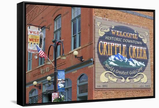 Downtown Mural, Cripple Creek, Colorado, United States of America, North America-Richard Cummins-Framed Stretched Canvas