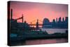 Downtown New York City Brooklyn Bridge Sunset Photo Print Poster-null-Stretched Canvas