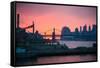 Downtown New York City Brooklyn Bridge Sunset Photo Print Poster-null-Framed Stretched Canvas