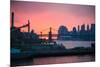 Downtown New York City Brooklyn Bridge Sunset Photo Print Poster-null-Mounted Poster